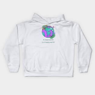 A clean earth is a happy earth! Kids Hoodie